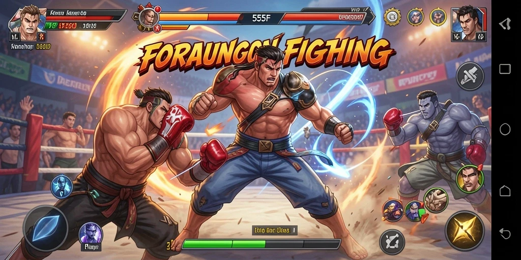 Gameplay menegangkan dalam pertarungan 555F yang seru.