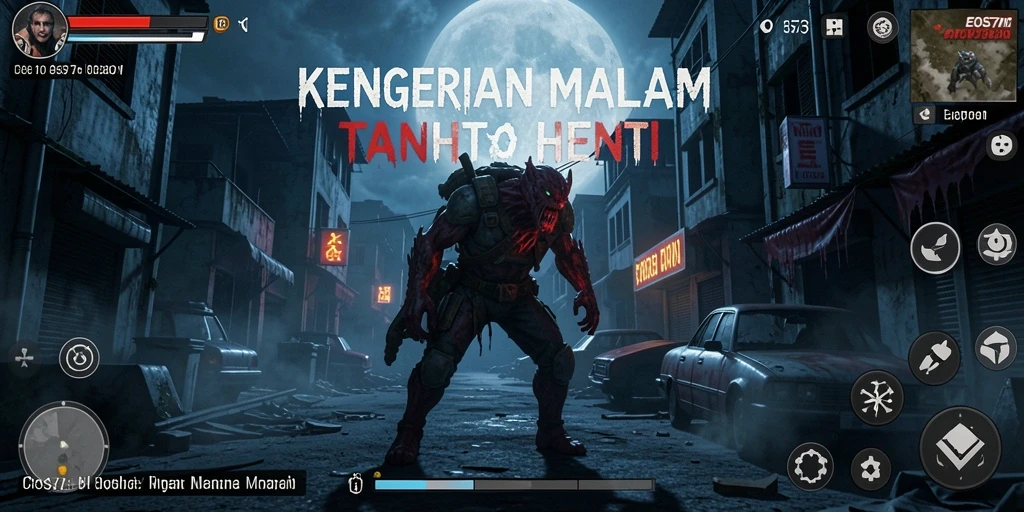 Tampilan gameplay <strong>EOS77</strong> yang menyeramkan saat menjelajahi hutan angker.