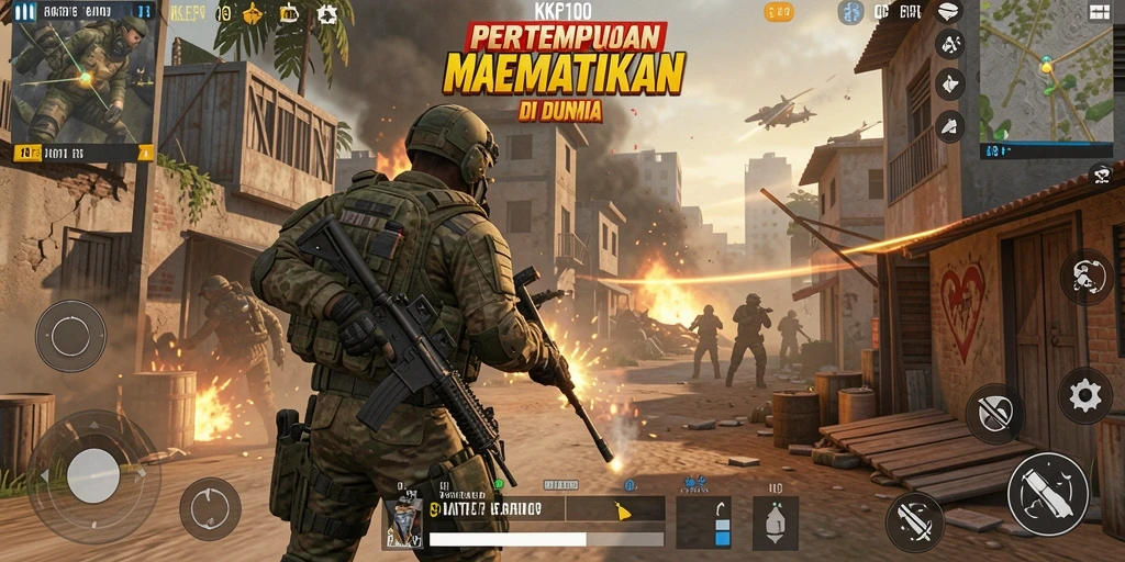 Screenshot KPK100 menampilkan aksi pertempuran mendebarkan di arena.