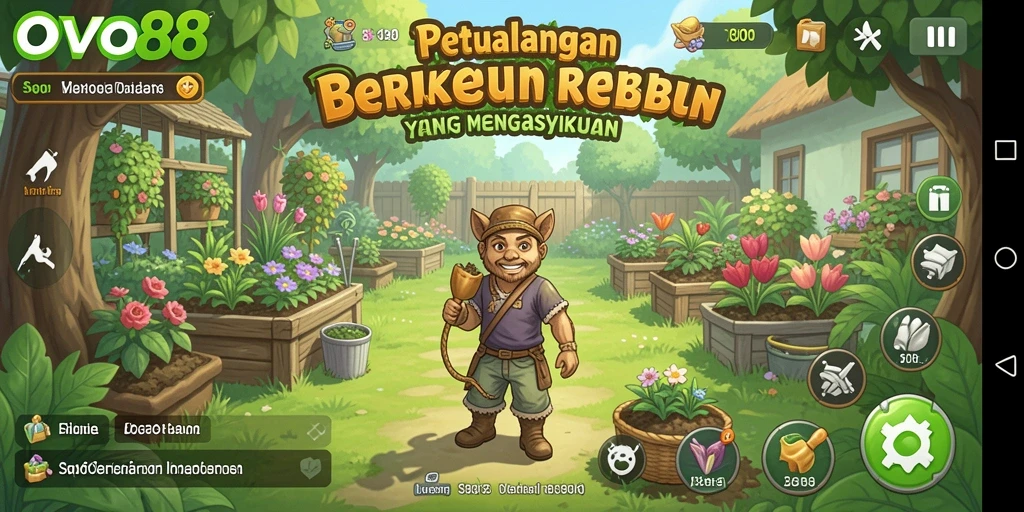 Tampilan gameplay OVO88 yang menarik saat berkebun.