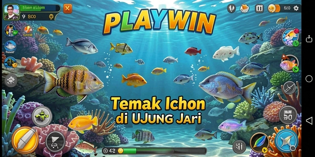 Tampilan gameplay seru menembak ikan di PLAYWIN.