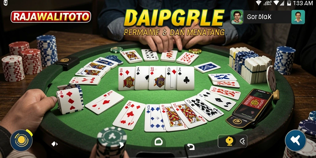 Tampilan gameplay RAJAWALITOTO yang seru dalam permainan Gaple.