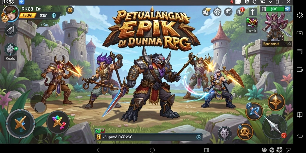 Screenshot yang menampilkan aksi epik dalam permainan RPG