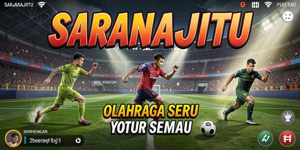 Tampilan gameplay SARANAJITU yang penuh aksi di arena olahraga.