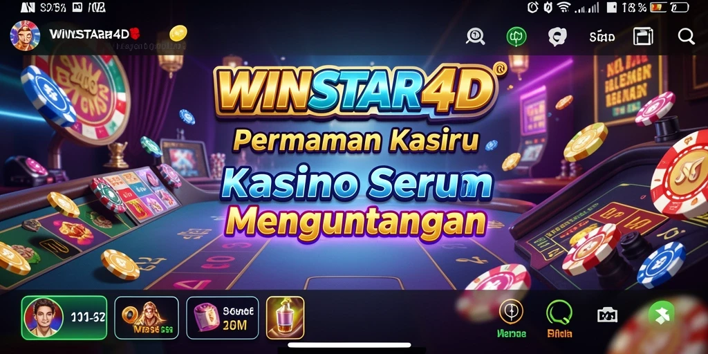 Tampilan gameplay menarik dari WINSTAR4D yang menampilkan berbagai permainan Kasino.